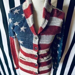 Ralph Lauren Denim & Supply Vintage American Flag Cotton Cardigan Sweater